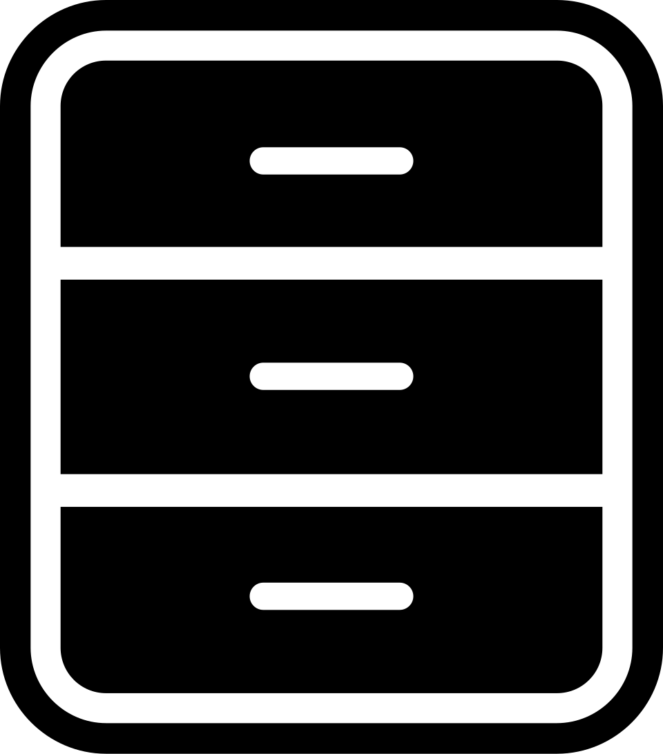 A filing-cabinet icon with stacked drawers.