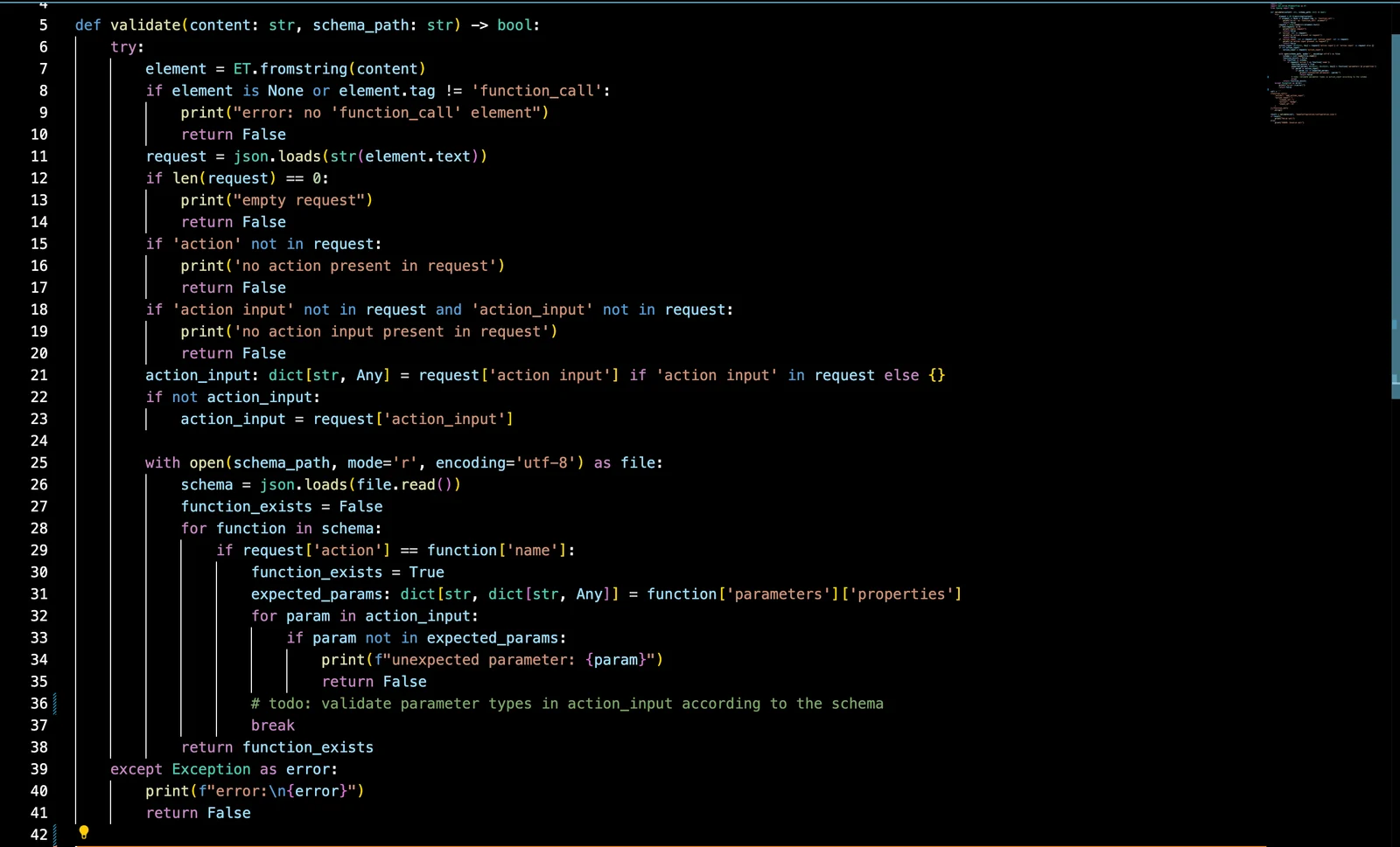 Reference image showing a JSON Schema validation example associated with a to-do list